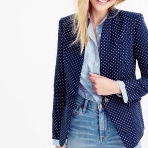 NWOT J.Crew Regent Blazer Navy Blue Polka Dot Linen Size 6